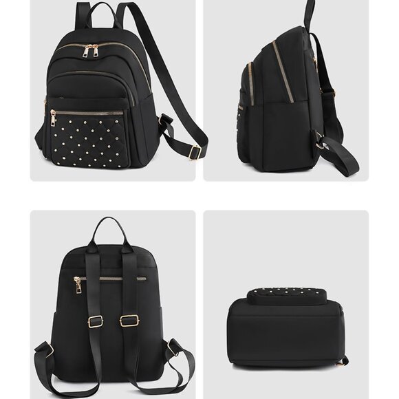 Mini Nylon Backpack for Women Lightweight Travel Purse G Black Small Trendy Bag - Picture 7 of 7